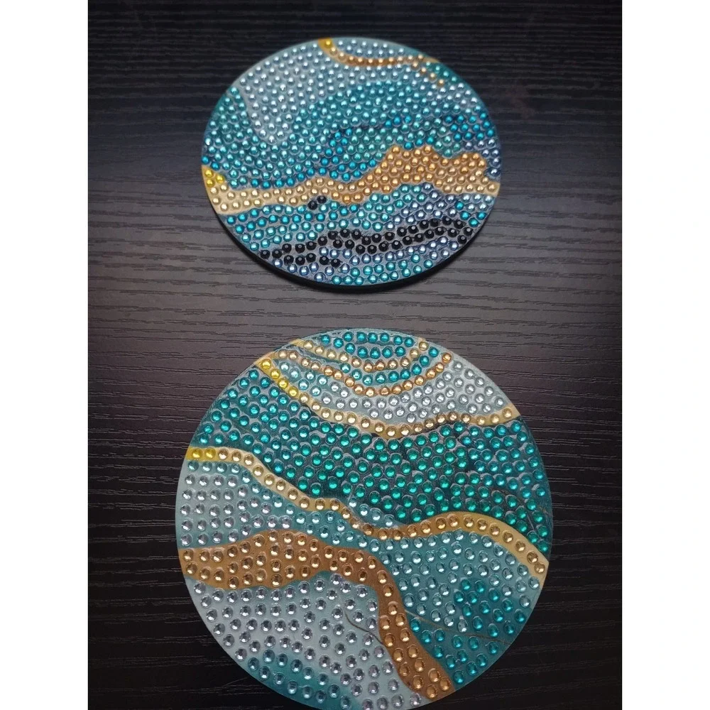 Set Of‎ 6 Diamond Painted Ethereal Ocean Coasters